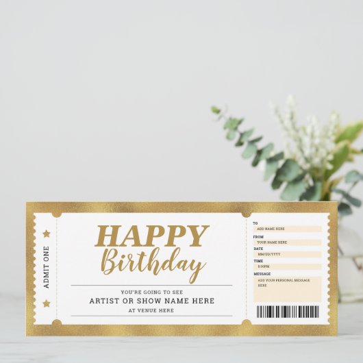 Konzertveranstaltung Gold-Geschenkgutschein für je Einladung (Stehend Vorderseite)