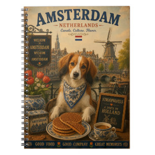 Kooikerhondje in Amsterdam Vintage Reise Kunst Notizblock