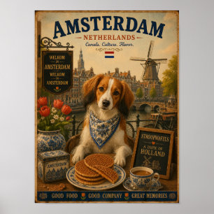 Kooikerhondje in Amsterdam Vintage Reiseposter Poster