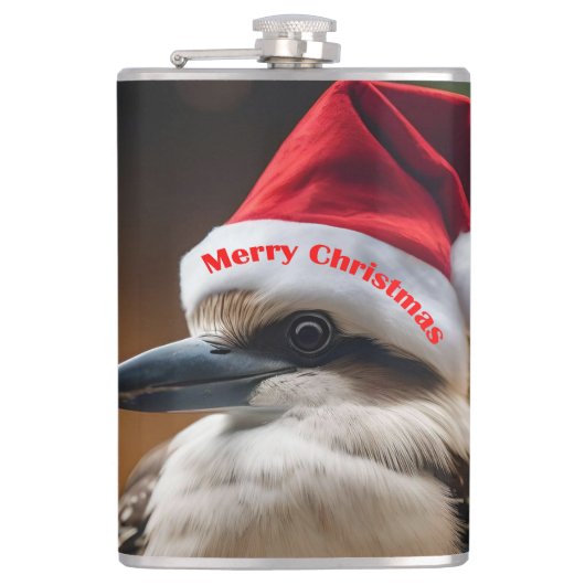 "Kookaburas' Weihnachtsjubiläum" Flachmann (Vorderseite)