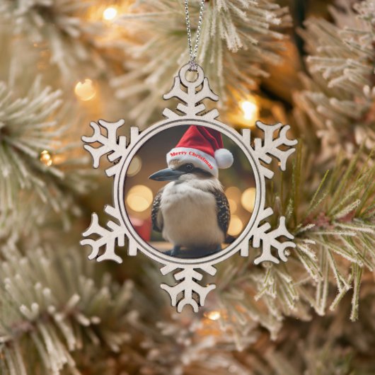 "Kookaburas' Weihnachtsjubiläum" Schneeflocken Zinn-Ornament (Baum)