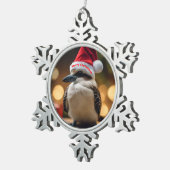 "Kookaburas' Weihnachtsjubiläum" Schneeflocken Zinn-Ornament (Rechts)