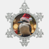 "Kookaburas' Weihnachtsjubiläum" Schneeflocken Zinn-Ornament (Vorderseite)
