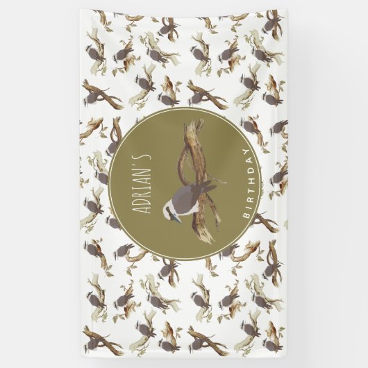 Kookaburra Australian Bird Eucalyptus Birthday Banner (Vertikal)