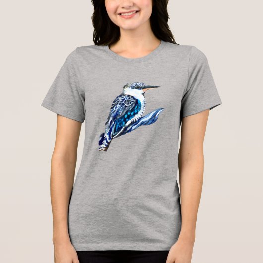 Kookaburra, blau und grau, Aussie-Vogel Tri-Blend Shirt (Vorderseite)