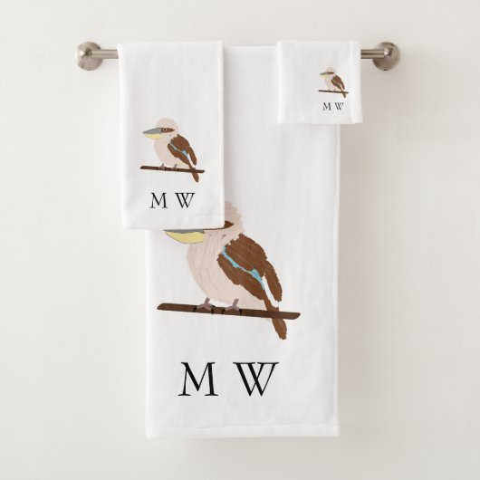 Kookaburra-Design Monogramm Badhandtuch Set (Insitu)