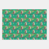 Kookaburra Fluffy Australia Bird-Muster auf Green Geschenkpapier Set (Vorderseite)