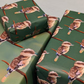 Kookaburra Fluffy Australia Bird-Muster auf Green Geschenkpapier Set