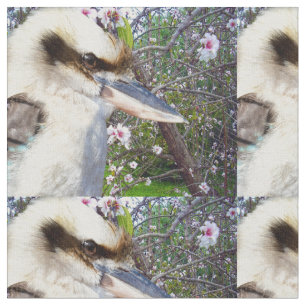 Kookaburra neben einem Blütenbaum, Stoff