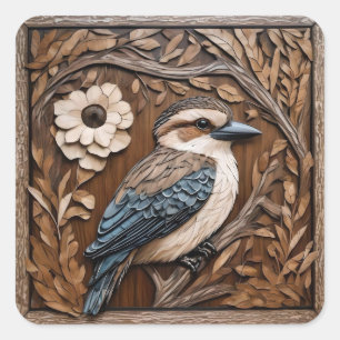 Kookaburra Serenade: Eine Holzdruckehre, Quadratischer Aufkleber