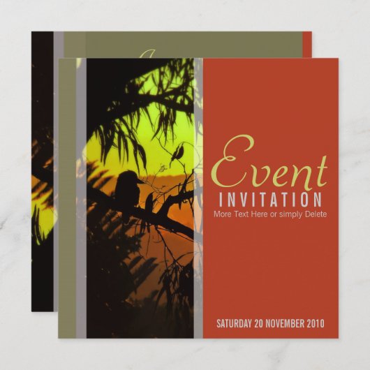 Kookaburra Silhouette Jeder Anlass Einladung (Vorne/Hinten)