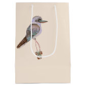 Kookaburra und Eukalyptus auf blassem Pfirsich Mittlere Geschenktüte (Rückseite)