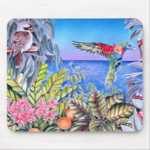 Kookaburra und Regenbogen Lorikeets Mousepad
