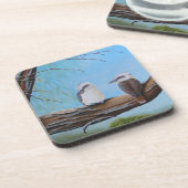 Kookaburras Gumtree Realistische Malerei Getränkeuntersetzer (Linke Seite)