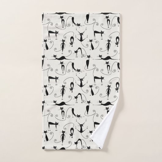 Kooky Black Cats Badhandtuch Set (Handtuch)