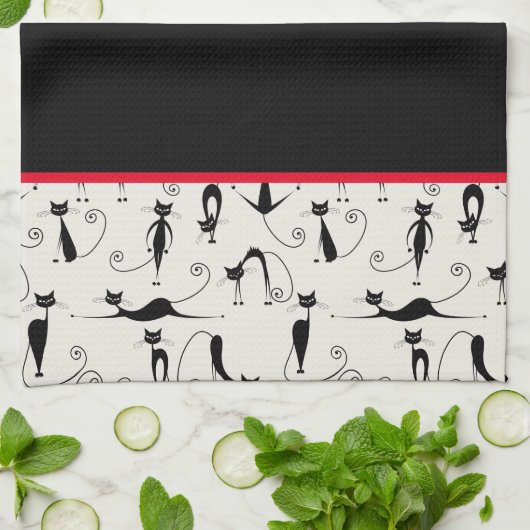 Kooky Black Cats Geschirrtuch (Gefaltet)