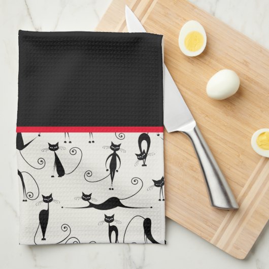 Kooky Black Cats Geschirrtuch (Viertel Falte)