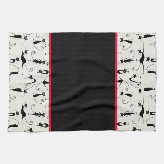 Kooky Black Cats Geschirrtuch (Horizontal)