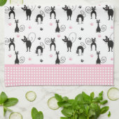 Kooky Black Cats und Pink Dots Küchentücher (Gefaltet)