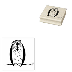 Kooky Cartoon Owl Square Holzkautschuk Briefmarke Gummistempel
