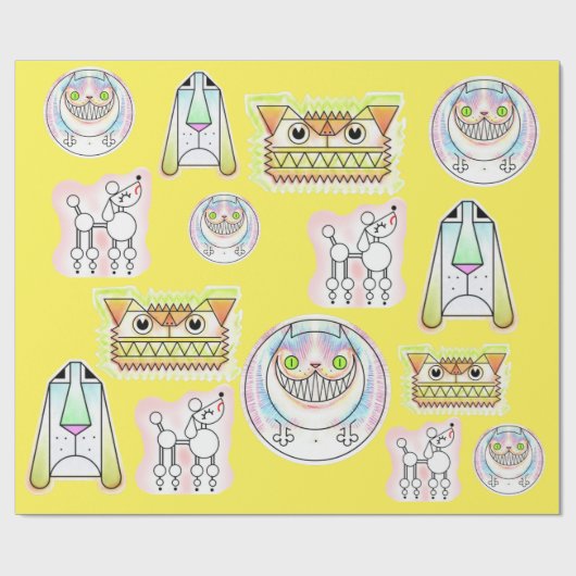 Kooky Cats and Odd Hogs Wrapping Paper Roll Geschenkpapier (Flach)