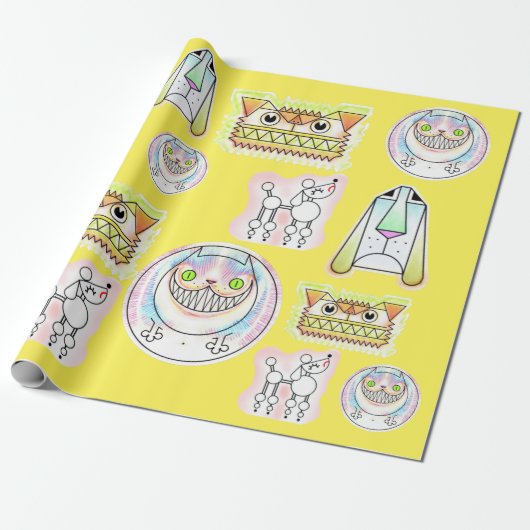 Kooky Cats and Odd Hogs Wrapping Paper Roll Geschenkpapier (Ungerollt)