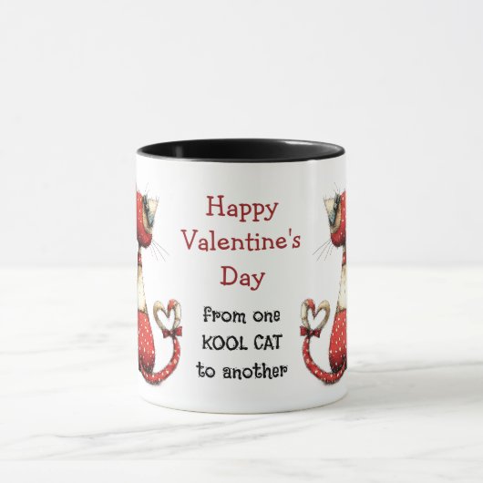 Kool Cat Cute Valentine's Day  Tasse (Zentrum)