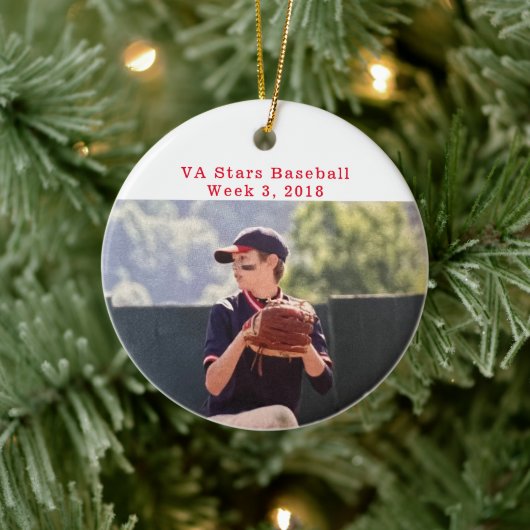 Kooperiert NY Baseball Foto Spaß Fakten Speicher Keramik Ornament (Baum)