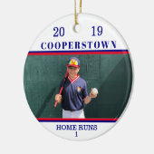Kooperstown NY Baseball Foto Zuhause Run Fun Fakte Keramik Ornament (Links)