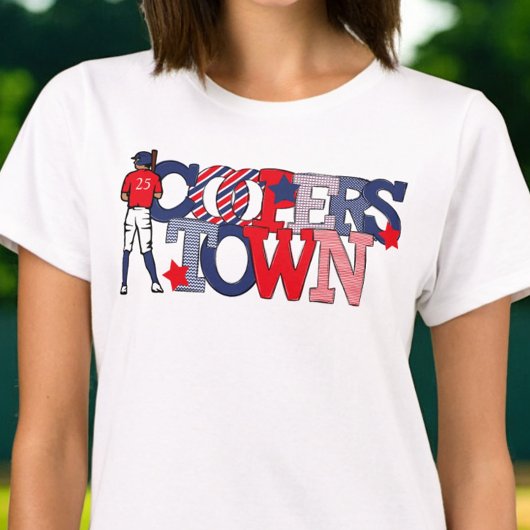 Kooperstown Patriotic Letters Baseball Player Year T-Shirt