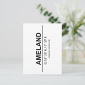 Koordinaten Ameland Postkarte (Stehend Vorderseite)