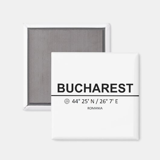 Koordinaten Bukarest Magnet (Vorderseite/Rückseite)