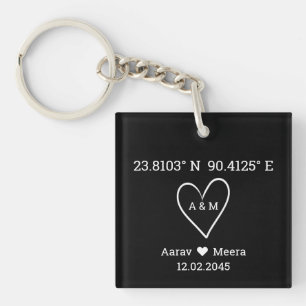 Koordinaten der Liebe Hochzeitsgunst Schlüsselanhänger