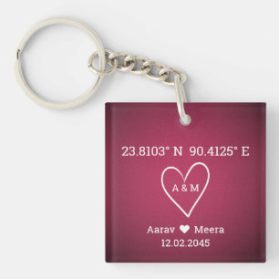 Koordinaten der Liebes Luxus Hochzeitsgunst Schlüsselanhänger