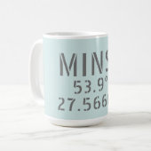 Koordinaten der Minsk Latitude Longitude Kaffeetasse (Vorderseite Links)