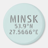 Koordinaten der Minsk Latitude Longitude Magnet (Vorne)