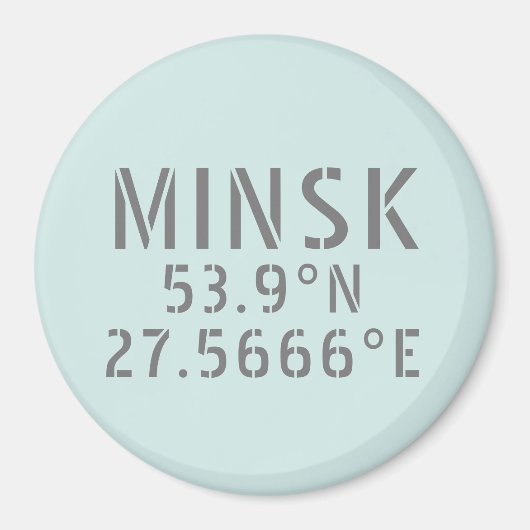 Koordinaten der Minsk Latitude Longitude Magnet (Vorne)