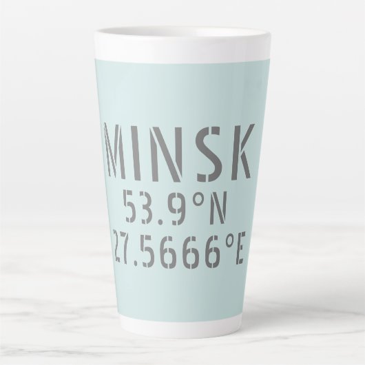 Koordinaten der Minsk Latitude Longitude Milchtasse (Vorderseite)