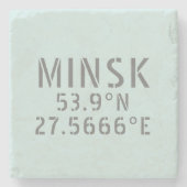 Koordinaten der Minsk Latitude Longitude Steinuntersetzer (Vorderseite)