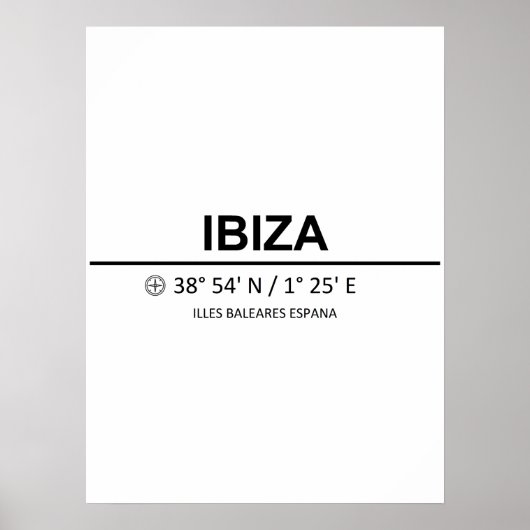 Koordinaten Ibiza Poster (Vorne)
