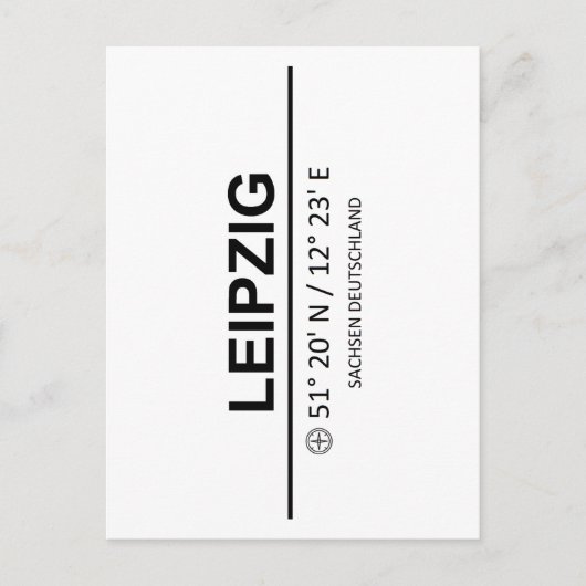 Koordinaten Leipzig Postkarte (Vorderseite)