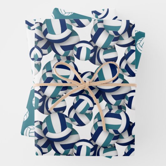 Koordination der aquamarinen Volleyballmuster in S Geschenkpapier Set (Beispiel)