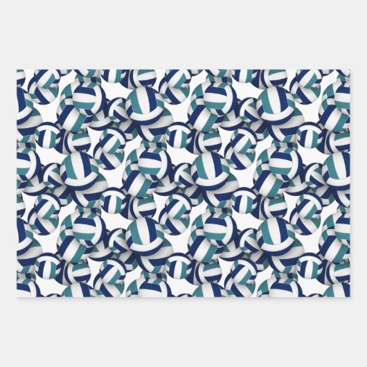 Koordination der aquamarinen Volleyballmuster in S Geschenkpapier Set (Vorderseite)