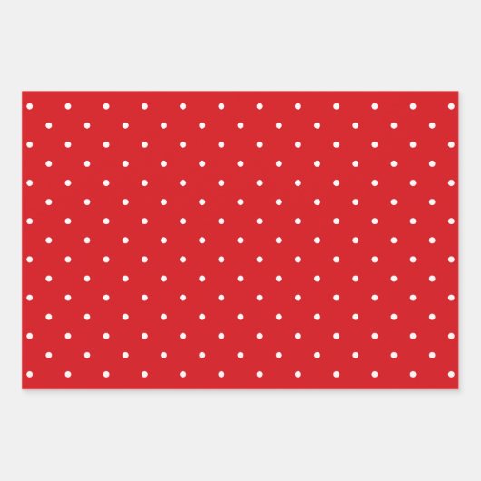 Koordination der niedlichen Rot- und Weißpolka-Pun Geschenkpapier Set (Vorderseite)