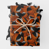 Koordination der schwarz-grauen Basketballmuster i Geschenkpapier Set (Beispiel)