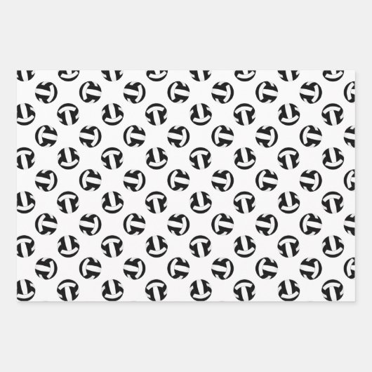 Koordination der Schwarz-weißen Volleyballmuster i Geschenkpapier Set (Vorderseite 3)