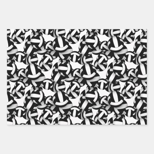 Koordination der Schwarz-weißen Volleyballmuster i Geschenkpapier Set (Vorderseite)