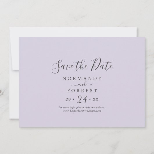Koordination Lila horizontaler Lavendel Save The Date (Vorderseite)