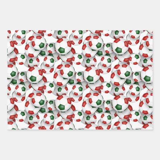 Koordination von Set-Rot-Grün-Fußball Geschenkpapier Set (Vorderseite)