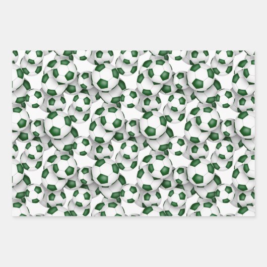 Koordinationsmuster Set grüne Fußballbälle Geschenkpapier Set (Vorderseite)
